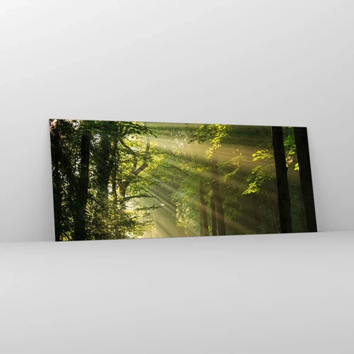 Quadro su vetro - Un attimo nel bosco - 100x40 cm