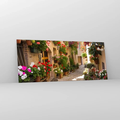 Quadro su vetro - Un'esplosione di fiori - 120x50 cm