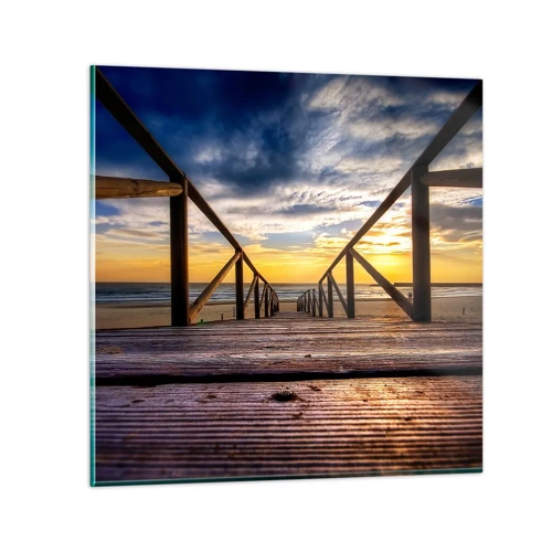 Quadro su vetro - Verso la spiaggia silenziosa al tramonto - 60x60 cm