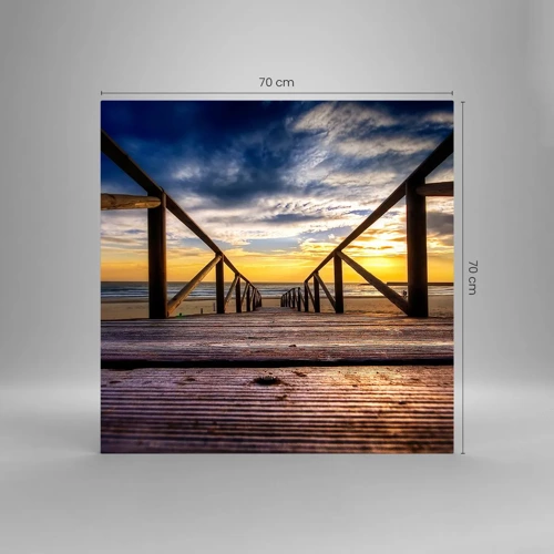 Quadro su vetro - Verso la spiaggia silenziosa al tramonto - 70x70 cm