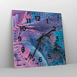 Orologio da parete - Orologio in Vetro - Tropici in rosa e blu - 30x30 cm