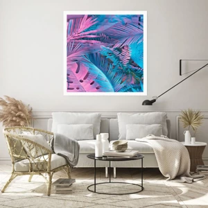 Poster - Tropici in rosa e blu - 40x40 cm