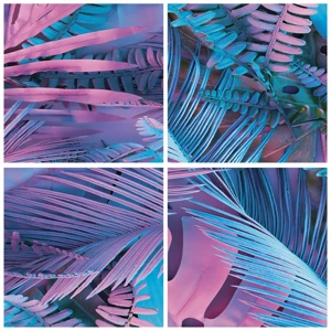 Poster - Tropici in rosa e blu - 40x40 cm