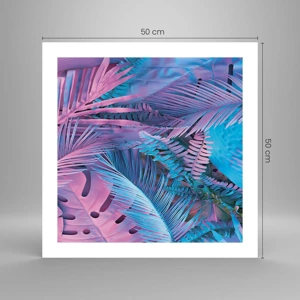 Poster - Tropici in rosa e blu - 50x50 cm