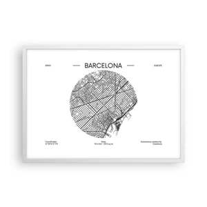 Poster in cornice bianca - Anatomia di Barcellona - 70x50 cm