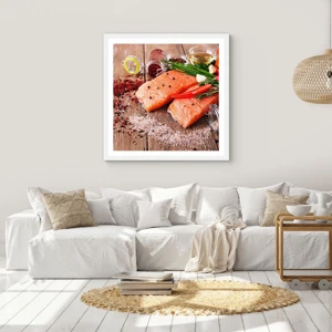 Poster in cornice bianca - Avventura norvegese in cucina - 30x30 cm