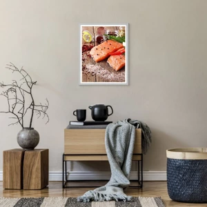 Poster in cornice bianca - Avventura norvegese in cucina - 40x50 cm