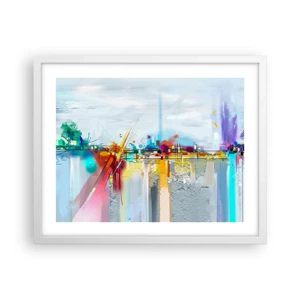 Poster in cornice bianca - Il ponte della gioia sul fiume della vita - 50x40 cm