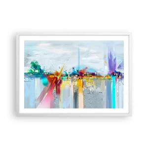 Poster in cornice bianca - Il ponte della gioia sul fiume della vita - 70x50 cm