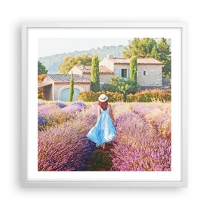 Poster in cornice bianca - La ragazza nella lavanda - 50x50 cm