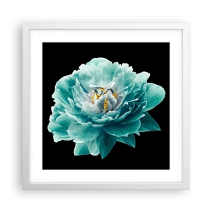 Poster in cornice bianca - Petali blu e oro - 40x40 cm