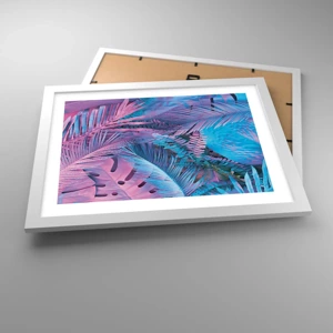 Poster in cornice bianca - Tropici in rosa e blu - 40x30 cm