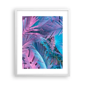 Poster in cornice bianca - Tropici in rosa e blu - 40x50 cm