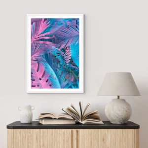 Poster in cornice bianca - Tropici in rosa e blu - 40x50 cm