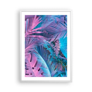 Poster in cornice bianca - Tropici in rosa e blu - 50x70 cm