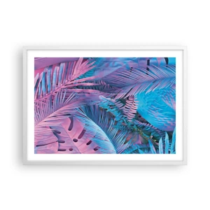 Poster in cornice bianca - Tropici in rosa e blu - 70x50 cm