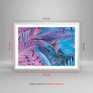 Poster in cornice bianca - Tropici in rosa e blu - 70x50 cm