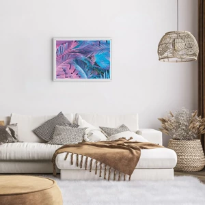 Poster in cornice bianca - Tropici in rosa e blu - 70x50 cm