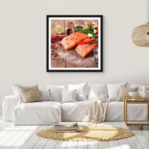 Poster in cornice nera - Avventura norvegese in cucina - 60x60 cm