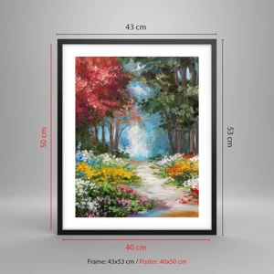 Poster in cornice nera - Il giardino del bosco d'aprile - 40x50 cm