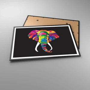 Poster in cornice nera - L'elefante che faceva il bagno nell'arcobaleno - 100x70 cm