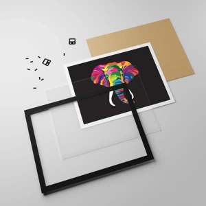 Poster in cornice nera - L'elefante che faceva il bagno nell'arcobaleno - 100x70 cm