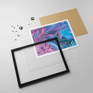 Poster in cornice nera - Tropici in rosa e blu - 40x30 cm