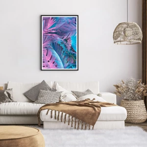 Poster in cornice nera - Tropici in rosa e blu - 61x91 cm