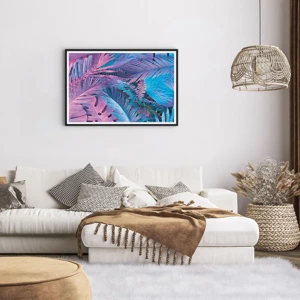 Poster in cornice nera - Tropici in rosa e blu - 91x61 cm