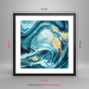 Poster in cornice nera - Vortice blu - 40x40 cm