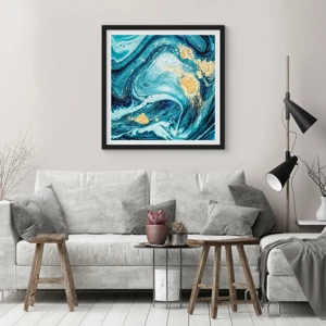 Poster in cornice nera - Vortice blu - 40x40 cm