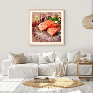 Poster in cornice rovere chiaro - Avventura norvegese in cucina - 60x60 cm