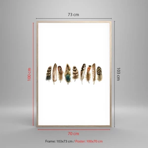 Poster in cornice rovere chiaro - Composizione di piume - 70x100 cm