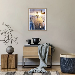 Poster in cornice rovere chiaro - Correndo sulle onde - 40x50 cm