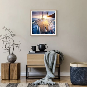 Poster in cornice rovere chiaro - Correndo sulle onde - 50x50 cm