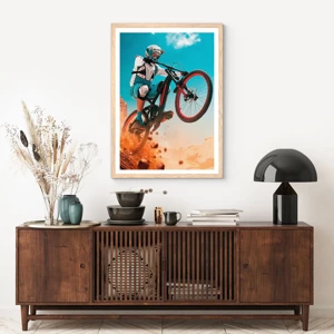 Poster in cornice rovere chiaro - Il demone della follia ciclistica - 61x91 cm