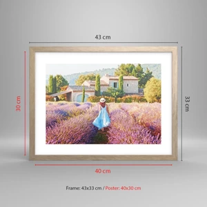 Poster in cornice rovere chiaro - La ragazza nella lavanda - 40x30 cm