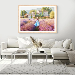 Poster in cornice rovere chiaro - La ragazza nella lavanda - 40x30 cm