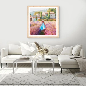 Poster in cornice rovere chiaro - La ragazza nella lavanda - 60x60 cm