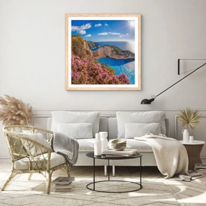 Poster in cornice rovere chiaro - Le mie grosse vacanze greche - 40x40 cm