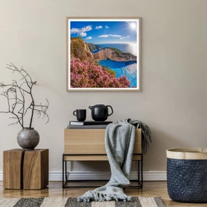 Poster in cornice rovere chiaro - Le mie grosse vacanze greche - 60x60 cm