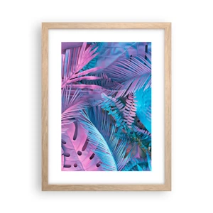 Poster in cornice rovere chiaro - Tropici in rosa e blu - 30x40 cm