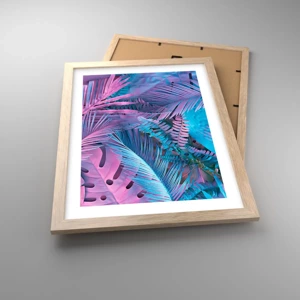 Poster in cornice rovere chiaro - Tropici in rosa e blu - 30x40 cm