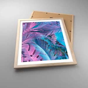 Poster in cornice rovere chiaro - Tropici in rosa e blu - 40x50 cm