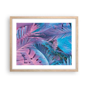 Poster in cornice rovere chiaro - Tropici in rosa e blu - 50x40 cm