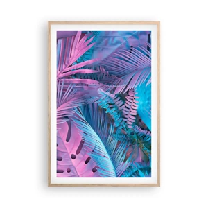 Poster in cornice rovere chiaro - Tropici in rosa e blu - 61x91 cm