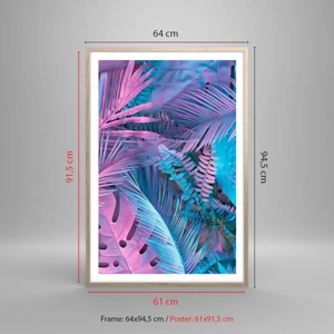 Poster in cornice rovere chiaro - Tropici in rosa e blu - 61x91 cm