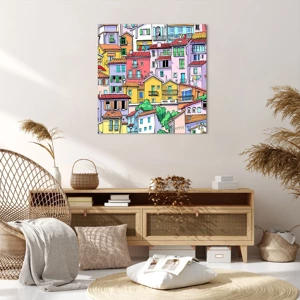 Quadro su tela - Stampe su Tela - Città allegra - 70x70 cm