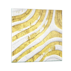 Quadro su vetro - Composizione in bianco e oro - 70x70 cm