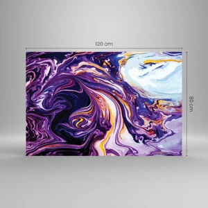 Quadro su vetro - Curvatura dello spazio in viola - 120x80 cm